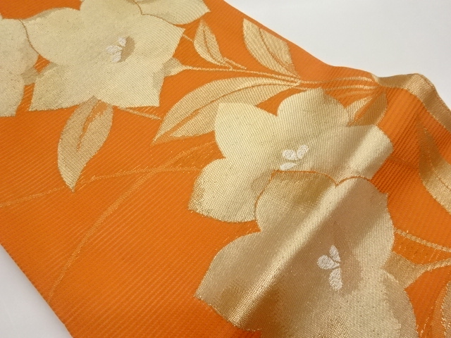 JAPANESE HIRAKI NAGOYA OBI FOR SUMMER / WOVEN BALLOON FLOWER